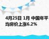 4月25日 1月 中国年平均房价上涨6.2%