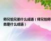 师兄怕兄弟什么成语（师兄怕师弟是什么成语）