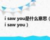 i saw you是什么意思（i saw you）