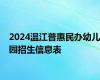 2024温江普惠民办幼儿园招生信息表