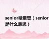 senior啥意思（senior是什么意思）