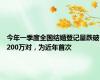 今年一季度全国结婚登记量跌破200万对，为近年首次