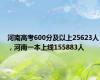 河南高考600分及以上25623人，河南一本上线155883人