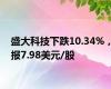 盛大科技下跌10.34%，报7.98美元/股