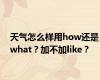 天气怎么样用how还是what？加不加like？