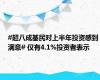 #超八成基民对上半年投资感到满意# 仅有4.1%投资者表示