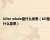 killer whale是什么意思（kill是什么意思）