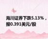 海川证券下跌5.13%，报0.391美元/股