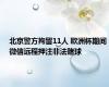 北京警方拘留11人 欧洲杯期间微信远程押注非法赌球