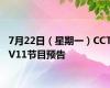 7月22日（星期一）CCTV11节目预告