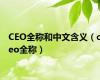 CEO全称和中文含义（ceo全称）