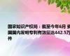 国家知识产权局：截至今年6月 我国国内发明专利有效量达442.5万件