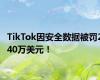 TikTok因安全数据被罚240万美元！