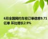 6月全国网约车收订单信息9.71亿单 环比增长2.9%