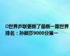 ​世界乒联更新了最新一期世界排名：孙颖莎9000分第一