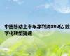 中国移动上半年净利润802亿 数字化转型提速