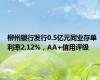 柳州银行发行0.5亿元同业存单 利率2.12%，AA+信用评级