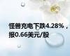 怪兽充电下跌4.28%，报0.66美元/股