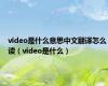 video是什么意思中文翻译怎么读（video是什么）