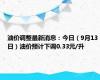 油价调整最新消息：今日（9月13日）油价预计下调0.33元/升