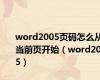 word2005页码怎么从当前页开始（word2005）