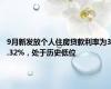 9月新发放个人住房贷款利率为3.32%，处于历史低位