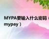 MYPA要输入什么密码（mypay）